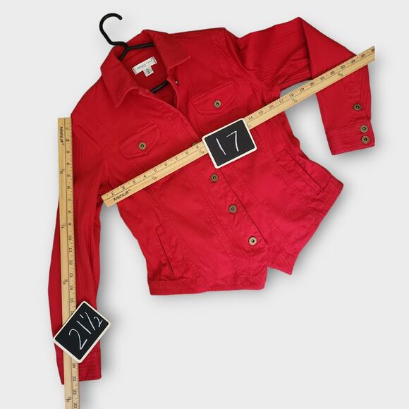 Coldwater Creek short cropped Jacket Womens Petite 4 Red Casual Button U… - Picture 4 of 15